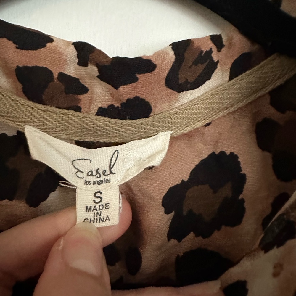 Easel Leopard Print Button Front Romper - image 2